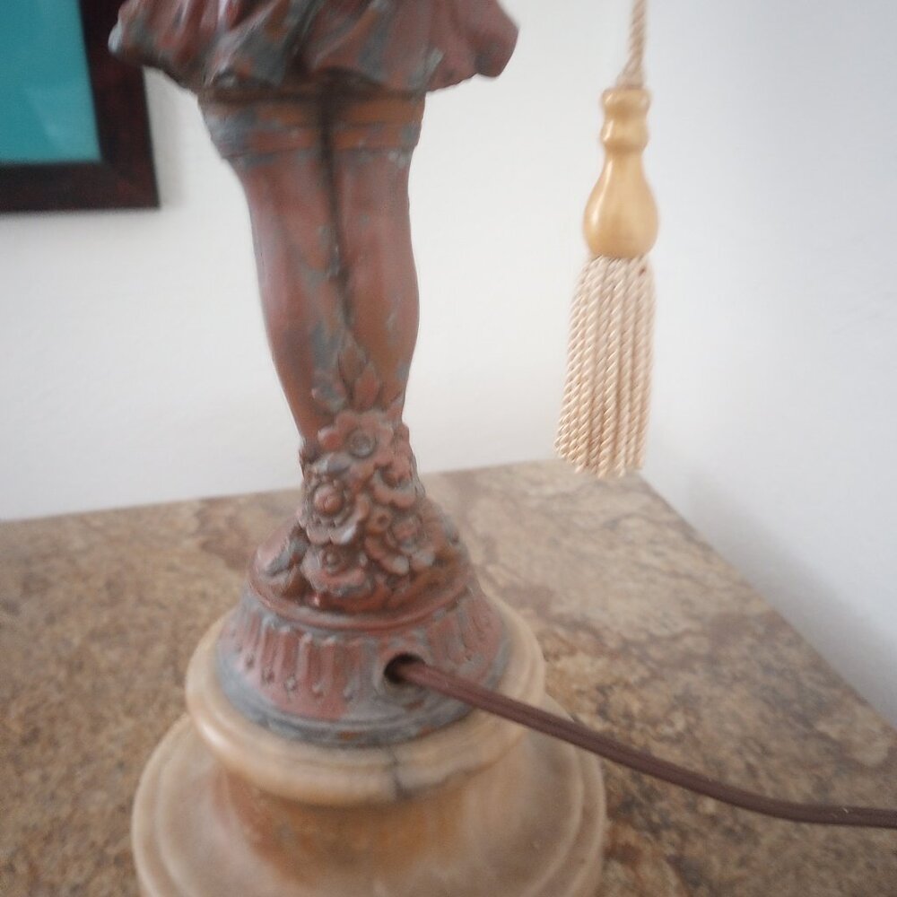 Antique victorian onyx deco girl lamp - Picture 5 of 6